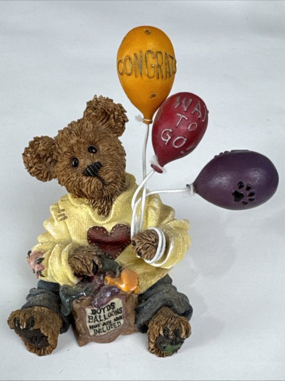 1999 Boyds Bear Way to Go Figure Balloons Bearstone Collection